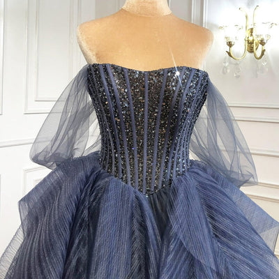 Luxury Blue Beading Sexy Ball Gowns Evening Dress Evening & Formal Dresses BlissGown 