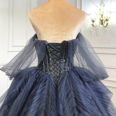 Luxury Blue Beading Sexy Ball Gowns Evening Dress Evening & Formal Dresses BlissGown 