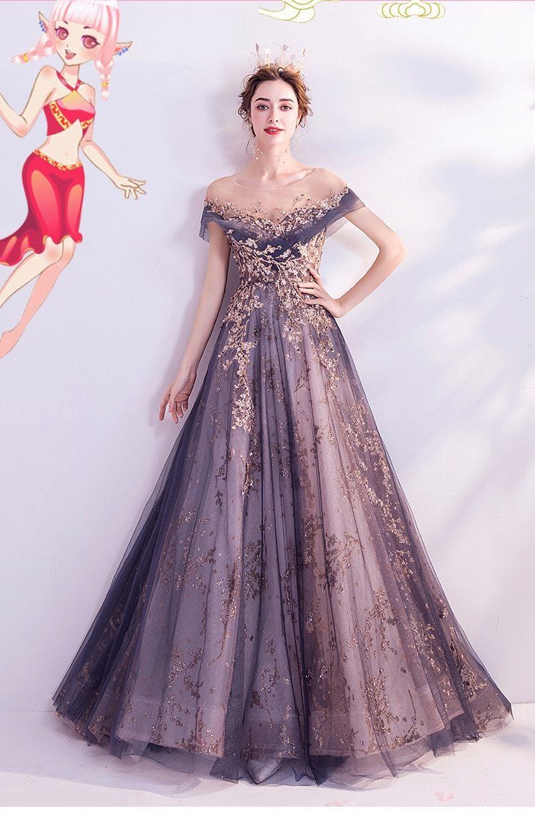 Luxury Court Train A-line Sexy Illusion Custom Size Evening Dress Evening & Formal Dresses BlissGown 