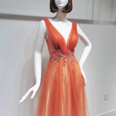 Luxury Elegant Deep V-Neck A-Line Evening Dress Evening & Formal Dresses BlissGown 