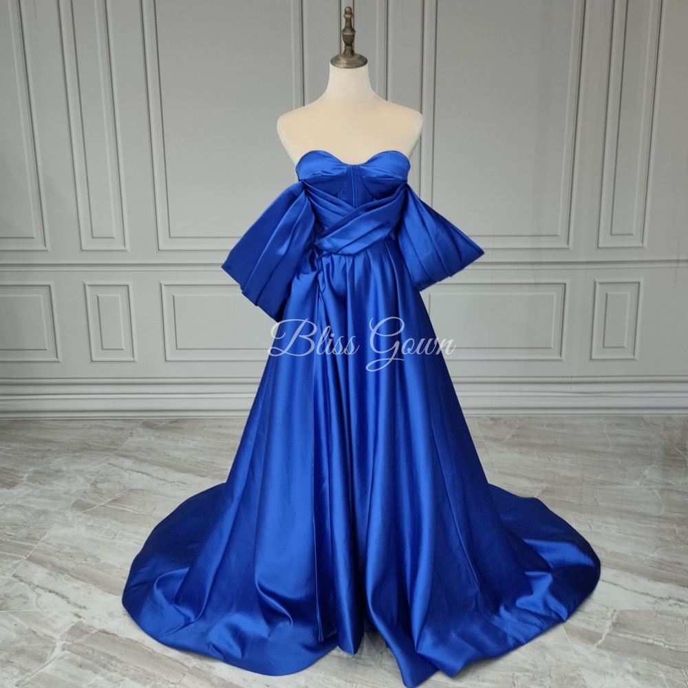 Off Shoulder High Split Royal Blue Long Evening Gown Evening & Formal Dresses BlissGown 