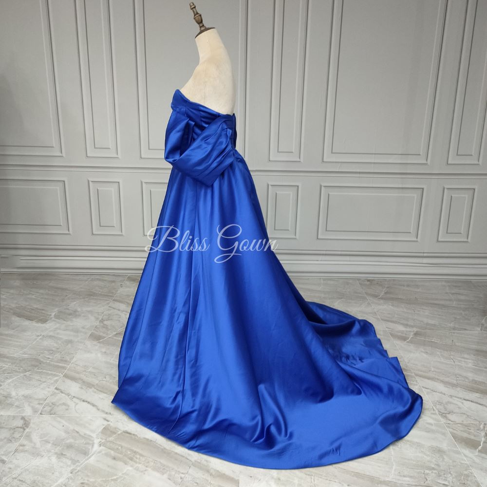 Off Shoulder High Split Royal Blue Long Evening Gown Evening & Formal Dresses BlissGown 