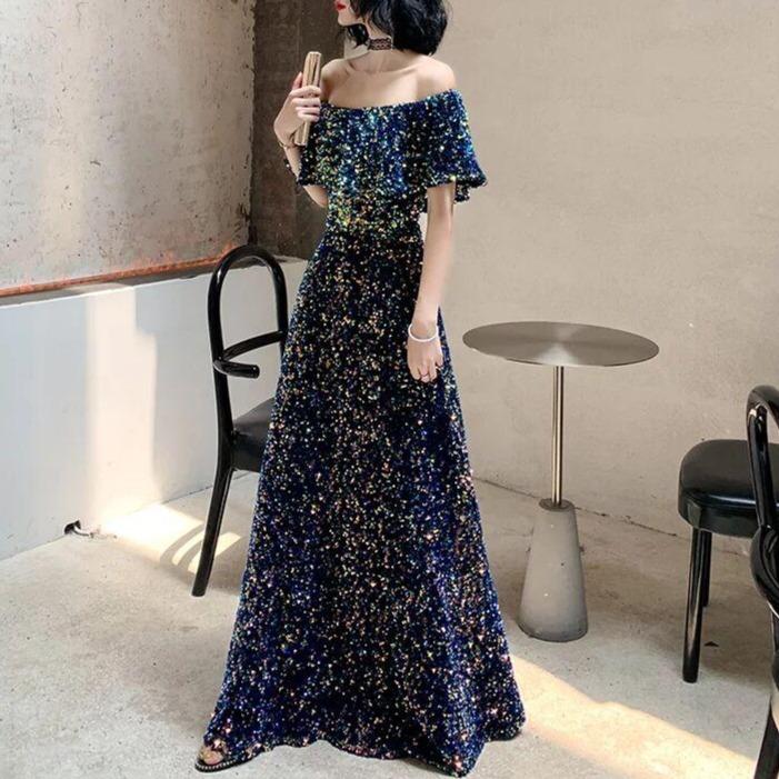 Off Shoulder Sequined New Style Shining Evening Dress Evening & Formal Dresses BlissGown 