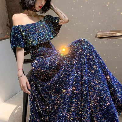 Off Shoulder Sequined New Style Shining Evening Dress Evening & Formal Dresses BlissGown 