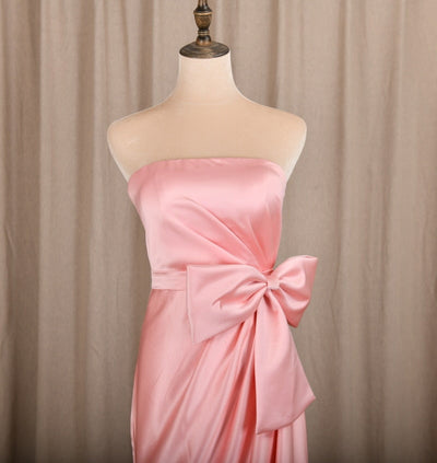 Pink Off Shoulder Bow Decoration Mermaid Evening Dress Evening & Formal Dresses BlissGown 
