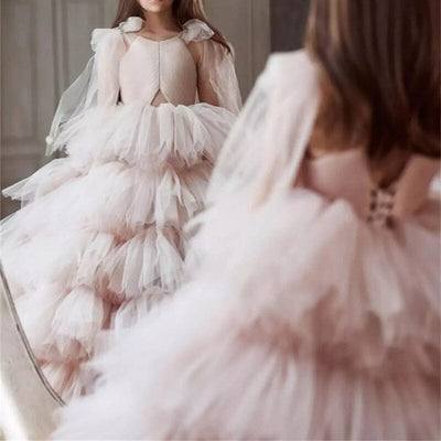 Princess Flower Girl Dress with Ruffles and Tiered Skirts Special Occasion BlissGown 