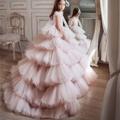 Princess Flower Girl Dress with Ruffles and Tiered Skirts Special Occasion BlissGown 