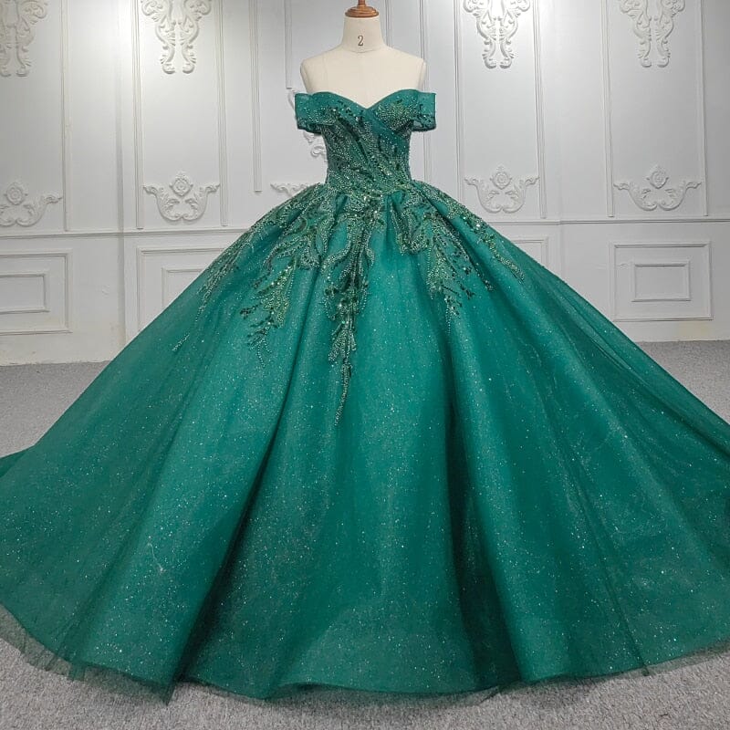 Quinceanera Dress Ball Gown Sequined Beading Evening Dress Evening & Formal Dresses BlissGown Green 2 
