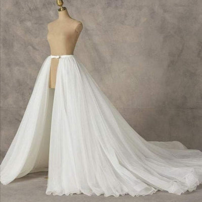 Removable Ball Gown Tulle Long Train Bridal Skirt Wedding Accessories BlissGown 
