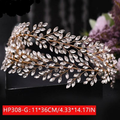 Rhinestone Tiaras Crystal Bridal Hair Jewelry Wedding Accessories BlissGown HP308-G 