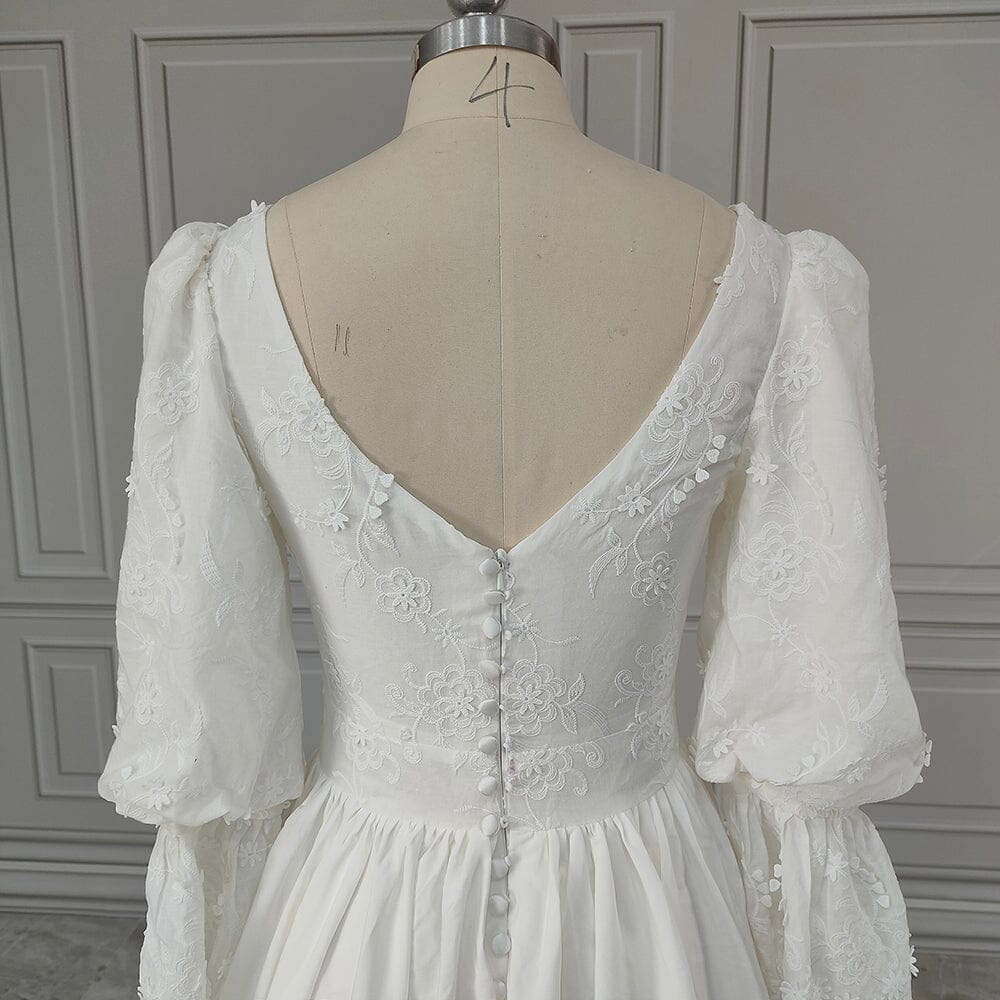Rustic Boho Vintage Bohemian Lace A Line Bride Gowns Vintage Wedding Dresses BlissGown 