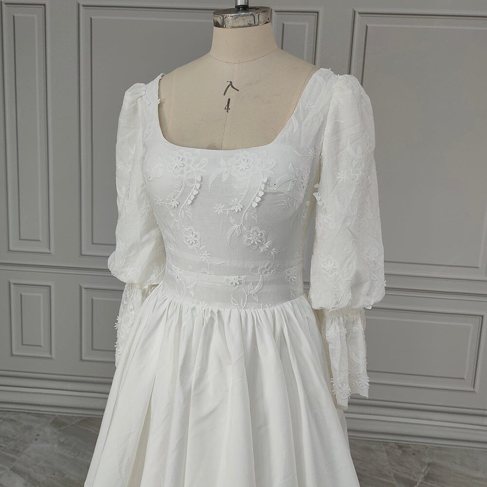 Rustic Boho Vintage Bohemian Lace A Line Bride Gowns Vintage Wedding Dresses BlissGown 