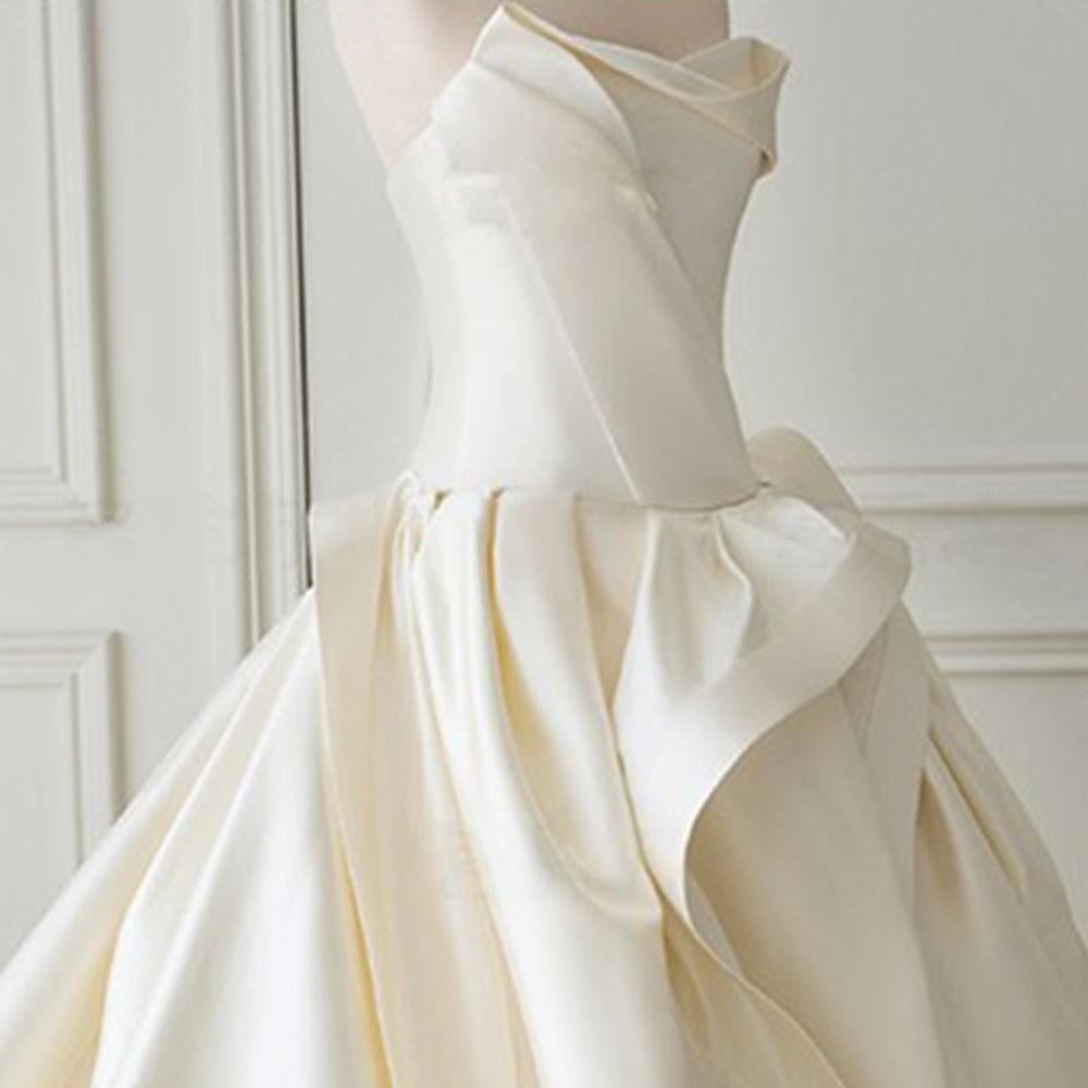 Satin Ball Gown With Pleat Wedding Dresses Luxury Wedding Dresses BlissGown 