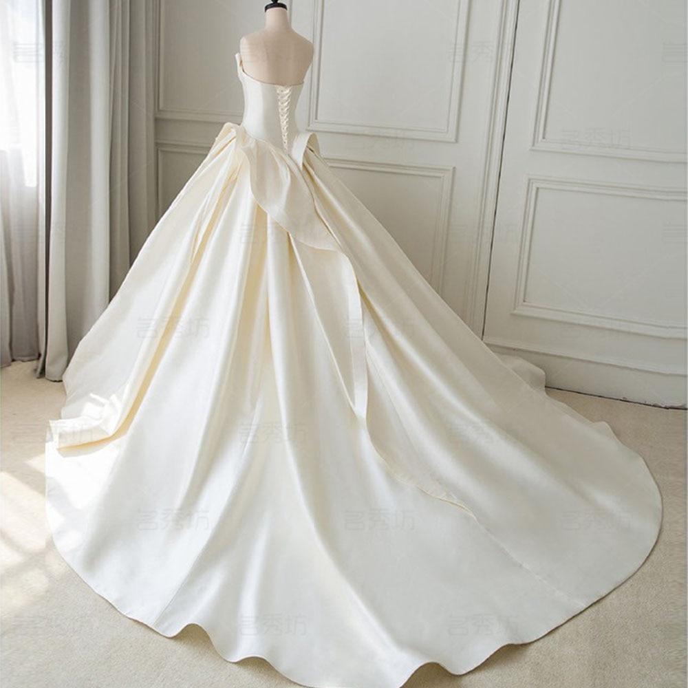 Satin Ball Gown With Pleat Wedding Dresses Luxury Wedding Dresses BlissGown 