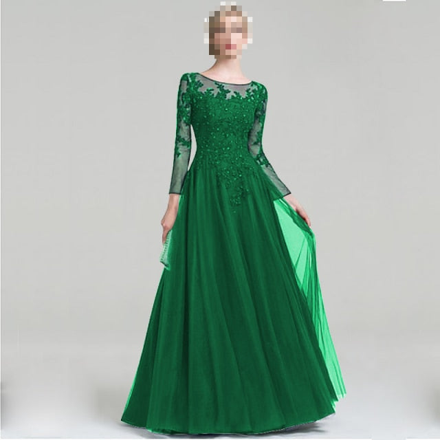 Scoop Neck A-Line Tulle Mother of the Bride Dress with Beading Sequins Mother of the Bride Dresses BlissGown Green 2 