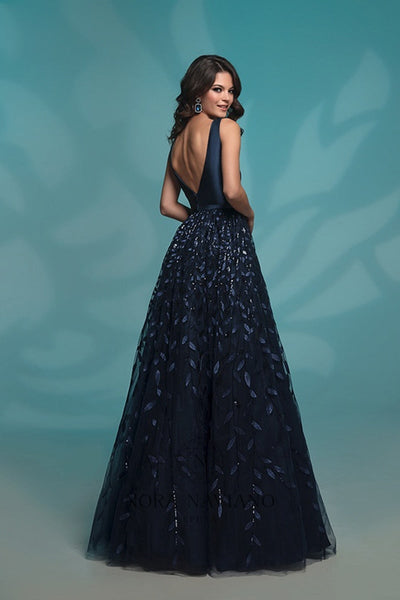 Sequin Elegant Long Dark Navy Evening Dress Evening & Formal Dresses BlissGown 
