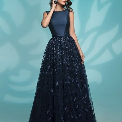 Sequin Elegant Long Dark Navy Evening Dress Evening & Formal Dresses BlissGown Navy Blue 6 