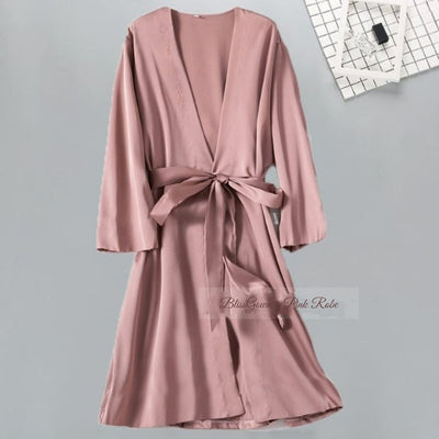 Set Lace Kimono Bridesmaid Wedding Robe Robes BlissGown Pink Robe A M 