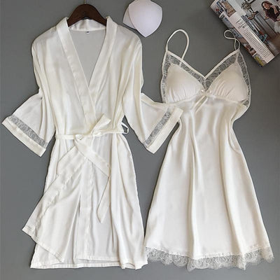 Set Lace Kimono Bridesmaid Wedding Robe Robes BlissGown White Robe Set 5 M China
