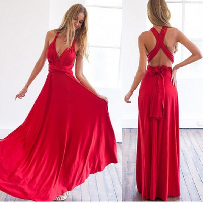 Sexy Bridesmaid Formal Multi Long Dress Bridesmaid Dresses BLISS GOWN Red M 