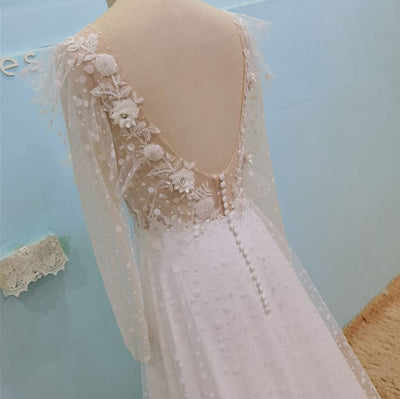 Sexy Dot Tulle Illusion Bohemian Wedding Dress Boho Wedding Dresses BlissGown 