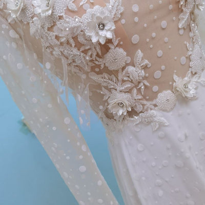 Sexy Dot Tulle Illusion Bohemian Wedding Dress Boho Wedding Dresses BlissGown 