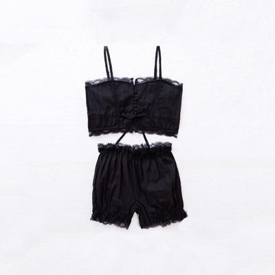 Sexy Sleepwear Erotic Cotton Pajamas Set Underwear Lace Lingerie Accessories BlissGown CF2010121 Black M 