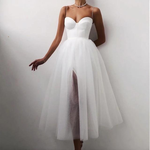 Sexy Spaghetti Straps Satin Tulle Short Prom Dress Sexy Prom Dresses BlissGown Ivory 6 
