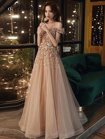 Sexy Spaghetti Straps Sparkle V-neck Sequined Prom Dress Sequin Prom Dresses BlissGown as picture 6 China