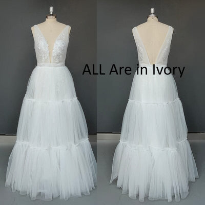 Sexy V Neck Backless Lace Wedding Gown Boho Wedding Dresses BlissGown 