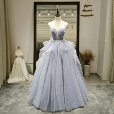 Shiny Glitter Elegant Strapless Long Evening Dress
