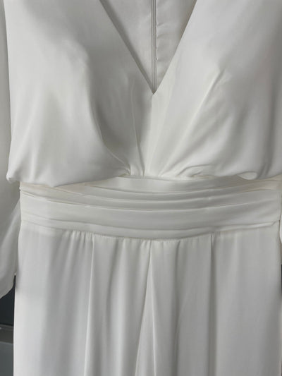 Simple Classic Jumpsuit Lace Chiffon Wedding Dress Classic Wedding Dresses BlissGown 
