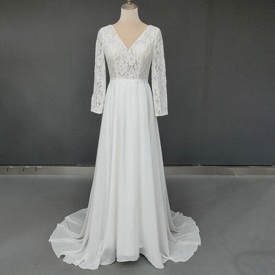 Simple Style Lace Backless Wedding Dress Boho Wedding Dresses BlissGown 