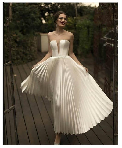Simple Summer Classic Vintage Short Wedding Dress Vintage Wedding Dresses BlissGown Ivory 2 