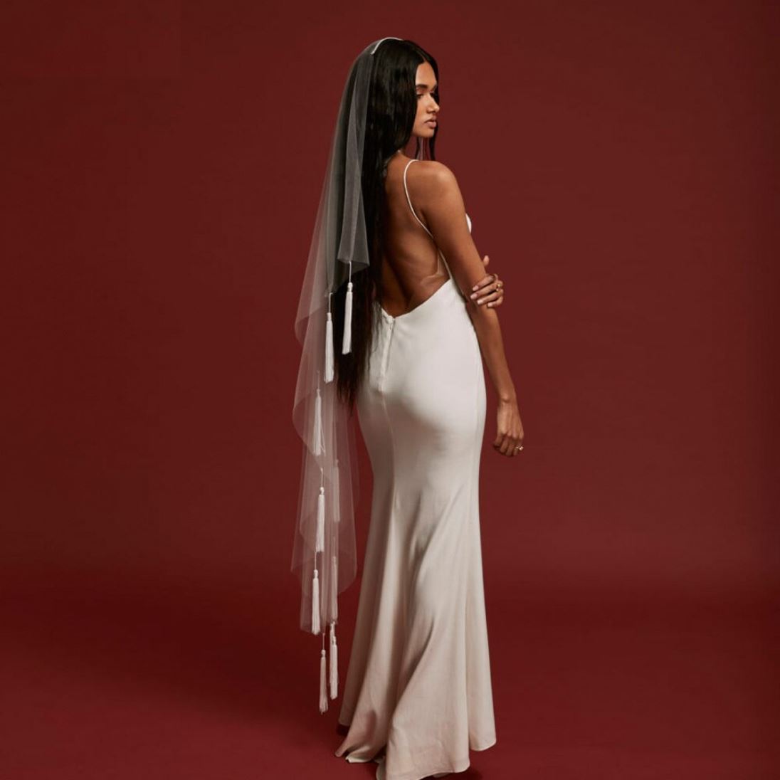 Soft Tulle Tassel Appliqué Bohemian Wedding Veils Wedding Accessories BlissGown 