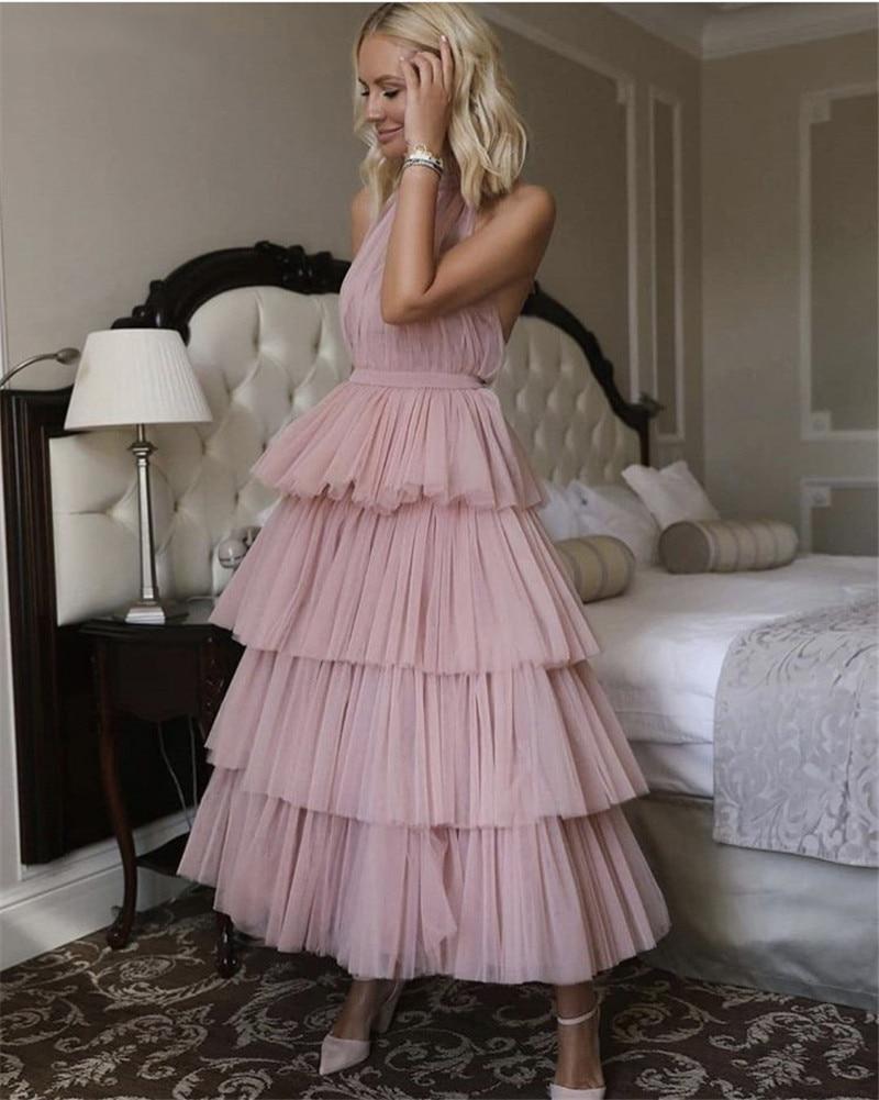 Soft Tulle Tiered New Design Ankle Length Evening Dress Evening & Formal Dresses BlissGown 