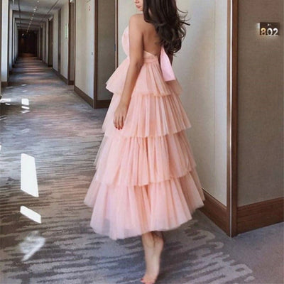Soft Tulle Tiered New Design Ankle Length Evening Dress Evening & Formal Dresses BlissGown 