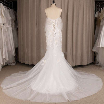 Spaghetti Straps Beading Backless Sleeveless Beading Mermaid Wedding Dress Classic Wedding Dresses BlissGown 