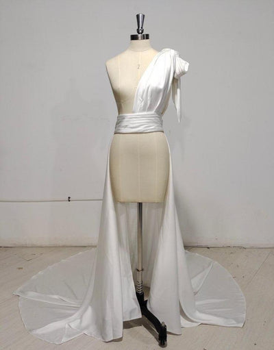 Sparkly Jumpsuit With Detachable Train Bridal Party Gown BlissGown 