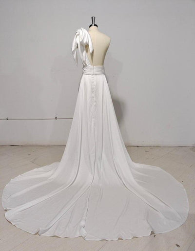 Sparkly Jumpsuit With Detachable Train Bridal Party Gown BlissGown 