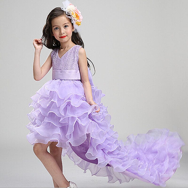 Trailing Ball Gown Bridesmaid Princess Dress Special Occasion BlissGown Purple 18M 