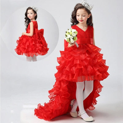 Trailing Ball Gown Bridesmaid Princess Dress Special Occasion BlissGown Red 18M 