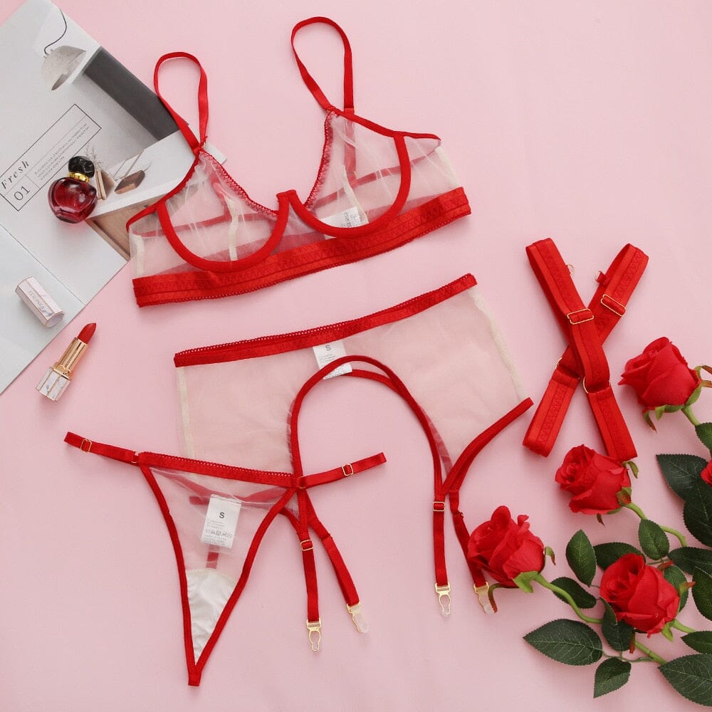 Transparent Bra Panty Set 4-Pieces Seamless Lingerie Accessories BlissGown 