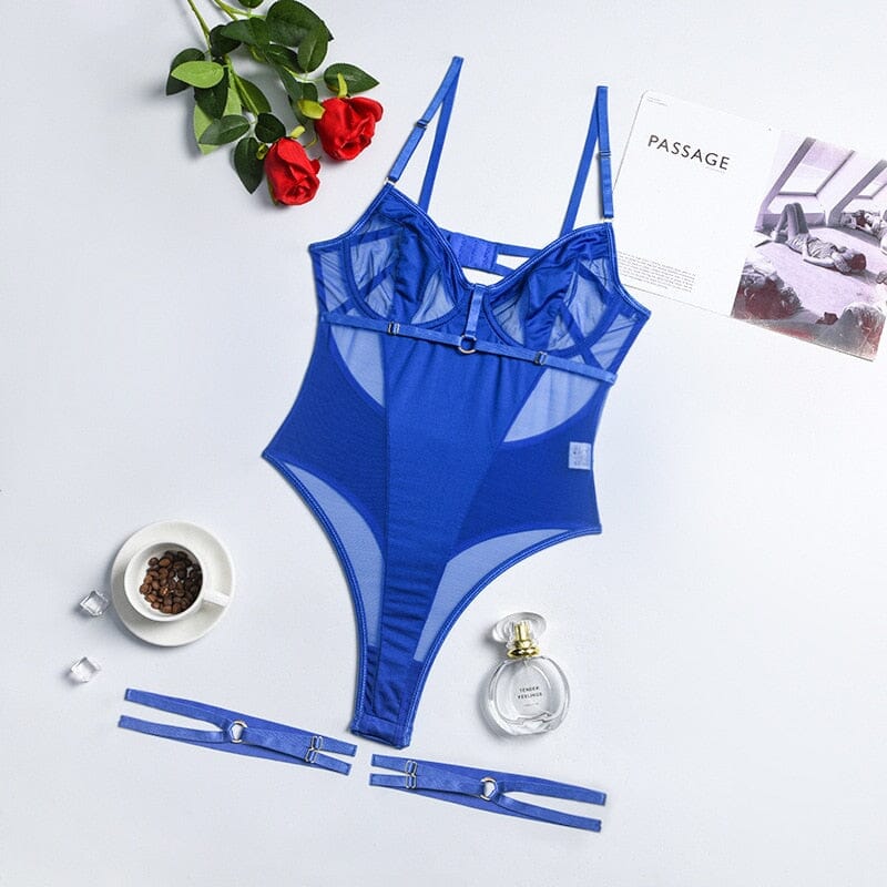 Transparent Sexy Lingerie See-Through Black Tights Fitness Accessories BlissGown Blue S 