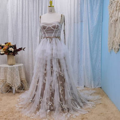 Unique Lace Sexy Spaghetti Straps Boho Bridal Gown Boho Wedding Dresses BlissGown Photo Color 2 