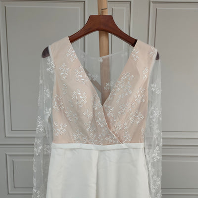 V-neck Appliques Lace Jumpsuit Boho Wedding Dress Classic Wedding Dresses BlissGown 