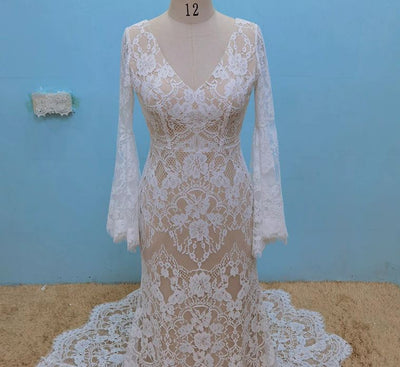 Vintage Bohemian Mermaid Wedding Dress Boho Wedding Dresses BlissGown 
