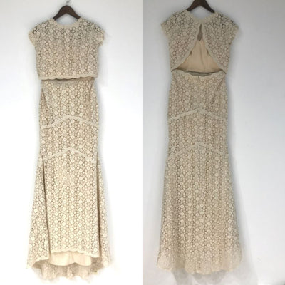 Vintage Lace Crop Top Two Piece Bohemian Wedding Dress Boho Wedding Dresses BlissGown 