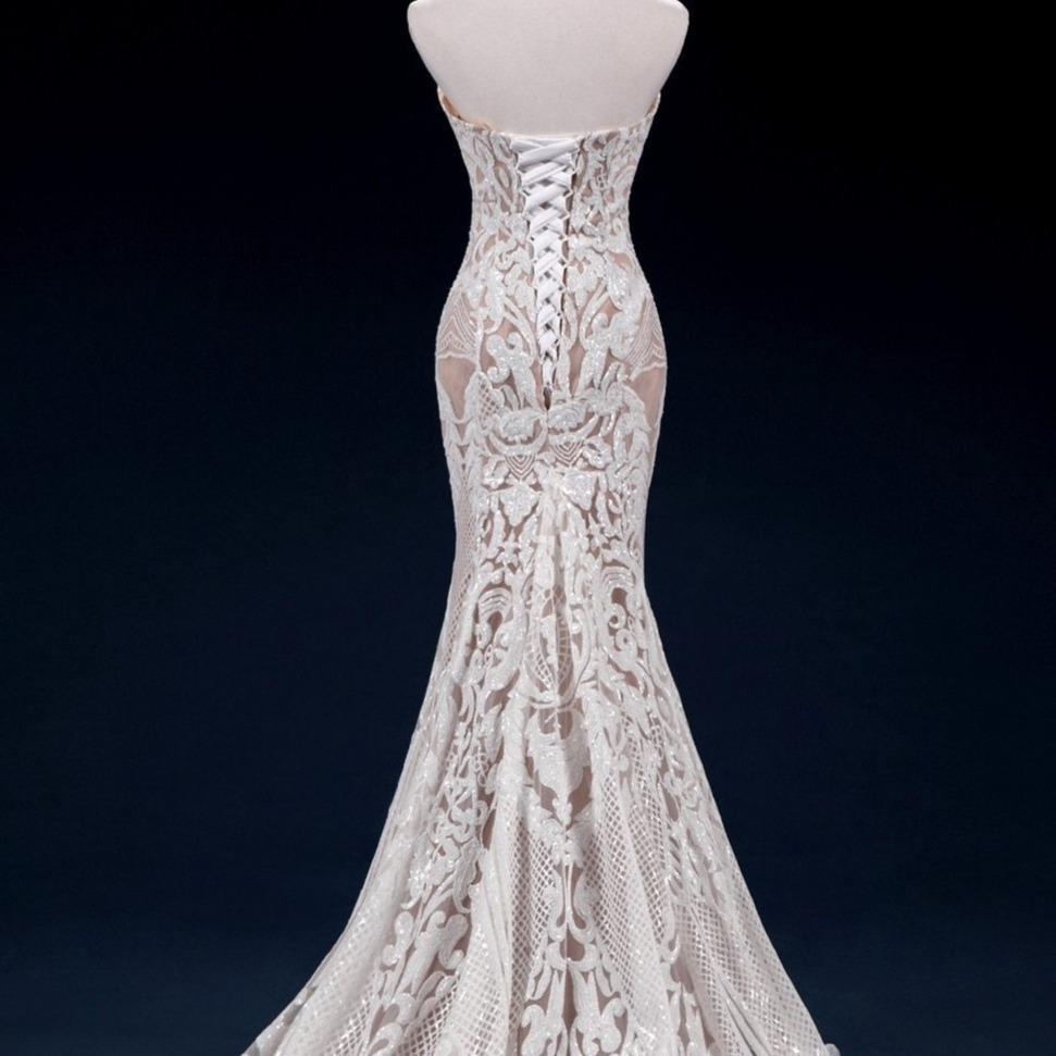 Vintage Lace Sequin with Detachable Train Mermaid Wedding Dress ...