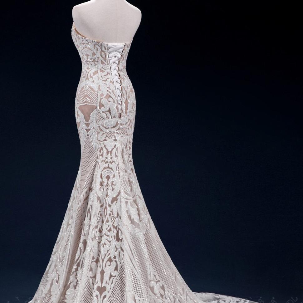 Vintage Lace Sequin with Detachable Train Mermaid Wedding Dress – BlissGown